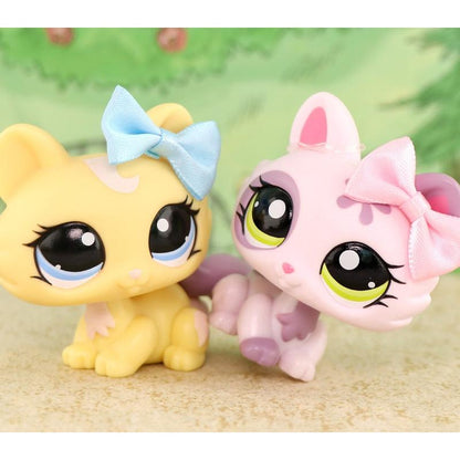 2 PC Mini Pet Shop Shorthair Cat Collie Dachshund Cocker Spaniel Great Dane Dog Pets Animal Toys Compitable with Lps Collectable with Accessories