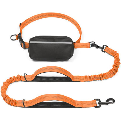 Iyoshop Hands Free Dog Leash with Zipper Pouch, Dual Padded Handles and Durable Bungee for Walking, Jogging and Running Your Dog
